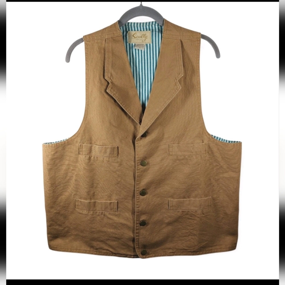 Scully Rangewear Canvas Vest Frontier Western Collared Brown Men's XL Lined